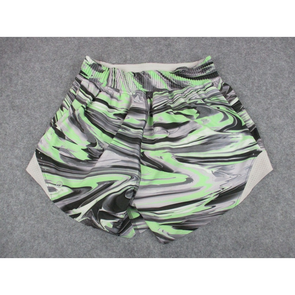 Lululemon Shorts Womens 2 Green Gray Hotty Hot Lined Low Rise Reflective Running